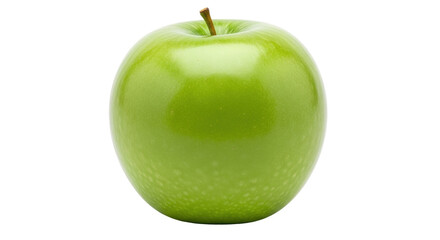 Isolated Granny Smith apple still life with stem detail for food and nutrition concepts