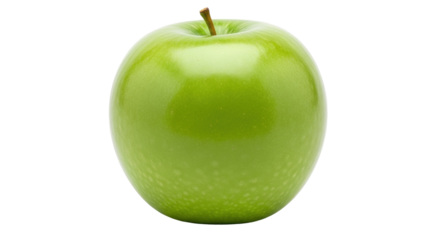 Isolated Granny Smith apple still life with stem detail for food and nutrition concepts