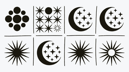 Celestial pattern of moons suns stars and planets vector illustration