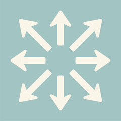 Flat Vector Set of Simple Direction Arrows Pointing Up Down Left and Right