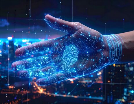 Cybersecurity Biometric Hand Scan for Secure AI Network Access