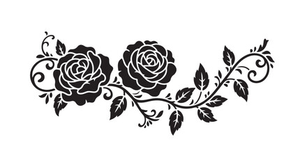 Decorative Floral Element with Roses and Leaves