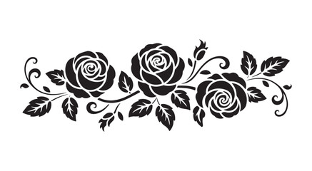 Romantic Rose Vine Border Element in Black
