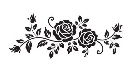 Rose Silhouette Corner Pattern for Graphic Design