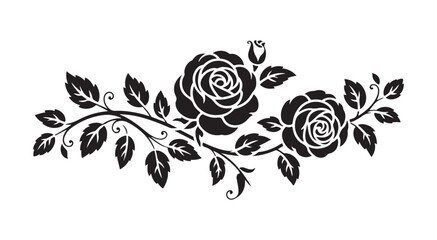 Beautiful Rose Flower Border Ornament in Black