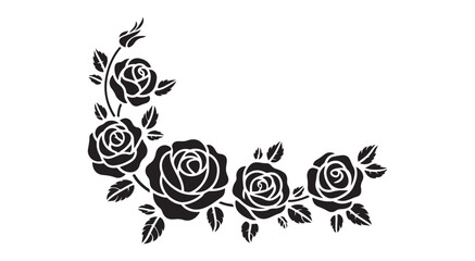 Romantic Rose Silhouette Border for Decoration