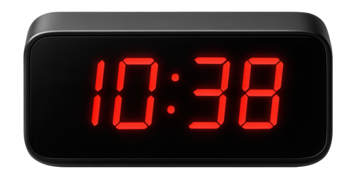 A stylish digital desk clock with an LED display, perfect for a modern home office.