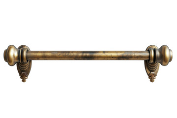 Antique brass towel bar with ornate details against a for bathroom decor ideas on transparent background