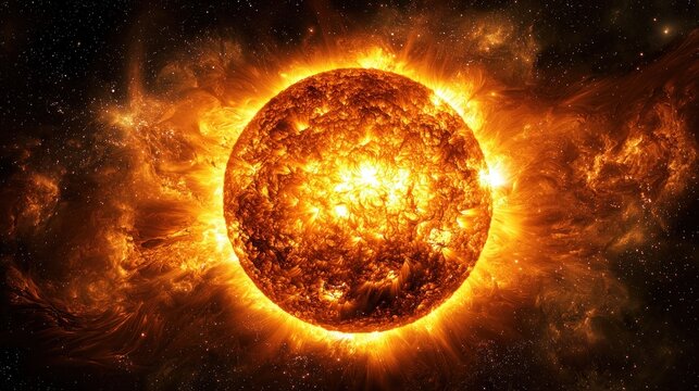 Fiery sunburst in space