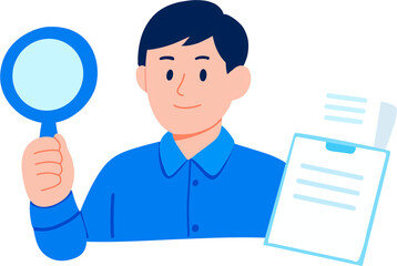 Document Check Man Illustration