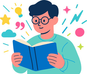 Boy Reading Illustration