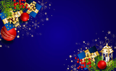 Christmas background with corner decoration