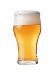 pint glass of beer with cap of foam on a transparent background