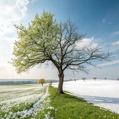Winter season change in spring season , landscape 