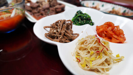 Traditional Korean Namul Salad with Seasonal Vegetables, Healthy Korean Cuisine