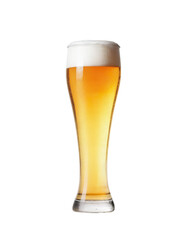 pint glass of beer with cap of foam on a transparent background