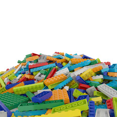 Constructor set (Lego like) pile isolated transparent background 3d rendering PNG © Zahaoha