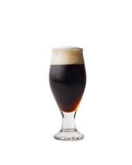 pint glass of beer with cap of foam on a transparent background