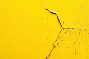 Cracked Texture: Abstract view of a yellow wall showcasing the effects of age and environmental influences, featuring cracks.
