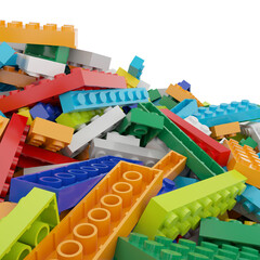 Constructor set (Lego like) pile isolated transparent background 3d rendering PNG © Zahaoha