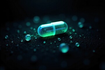 The scientific foundation of individualized health, captured in molecular detail. Abstract visualization blending microscopic molecular structures, rendered in luminous blues and greens, with the