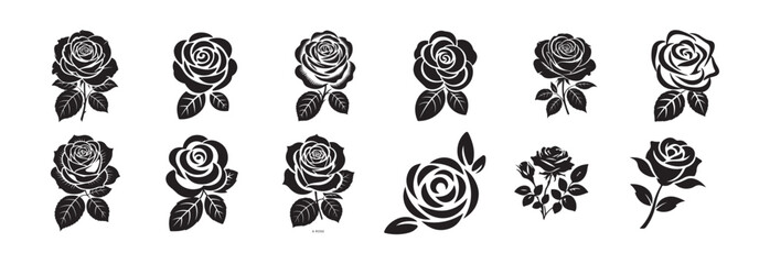 Elegant Rose Outline Collection for Design