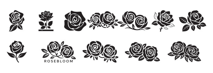 Floral Decorative Roses Vector Set