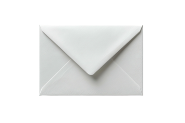 Isolated, plain, white envelope, sealed shut, facing upwards, against a black background