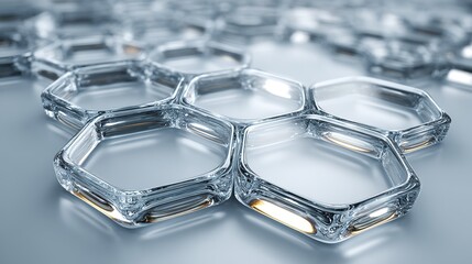 Transparent Hexagonal 3D Structure: Futuristic Tech Material Scene