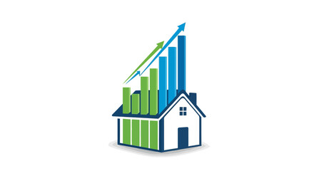 Home Value Growth Concept with Rising Bar Graph, Depicting Real Estate Market Appreciation and Investment Opportunity