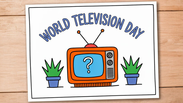 Celebrate world television day with this retro tv and plant drawing - Powered by Adobe