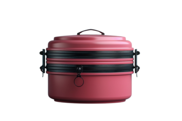 Stylish pink bento box with black accents perfect for lunch food storage and organization on the go on transparent background