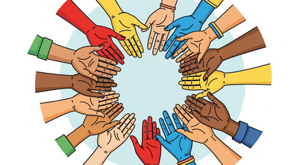 Hands of Diverse People Reaching Towards Each Other in Unity and Cooperation