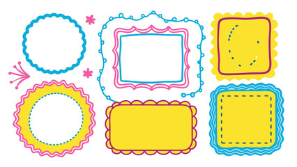 Multiple blue and white frames with elegant borders, showcasing a cohesive and stylish arrangement..eps