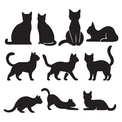 set of cats silhouettes