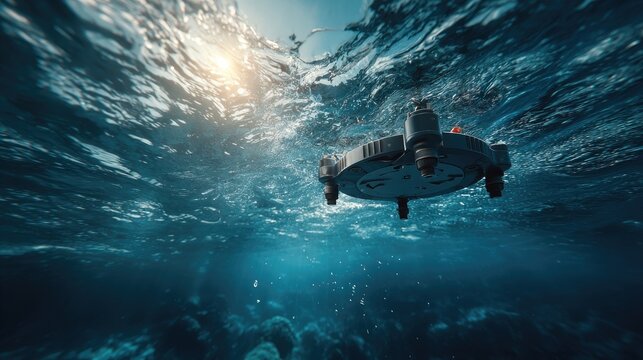 Explore vibrant ocean depths with an underwater drone, capturing stunning visuals of marine life and underwater landscapes for research, conservation, or captivating content creation