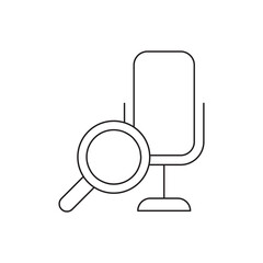 Search or Find Audio Files Microphone Magnifying Glass Line Icon