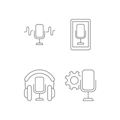 Microphone Setup and Function Line Icons Collection