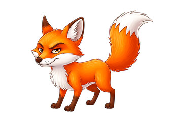 Obraz premium Cartoon fox with an angry expression isolated on transparent background stands still