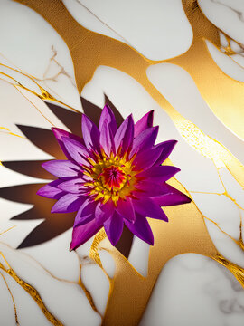 Vibrant Purple Water Lily Flower in Full Bloom &ndash; Close-Up Botanical Photography for Nature, Background, and Aesthetic Design