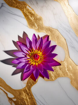 Vibrant Purple Water Lily Flower in Full Bloom &ndash; Close-Up Botanical Photography for Nature, Background, and Aesthetic Design