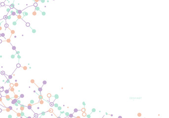 Pastel Molecular Structure with Interconnected Circles and Lines Design.