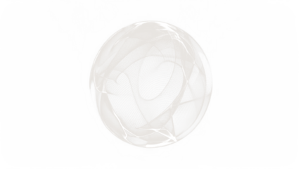 Abstract white circular png overlay featuring delicate mesh textures and flowing lines, creating a soft and ethereal visual effect for creative design projects