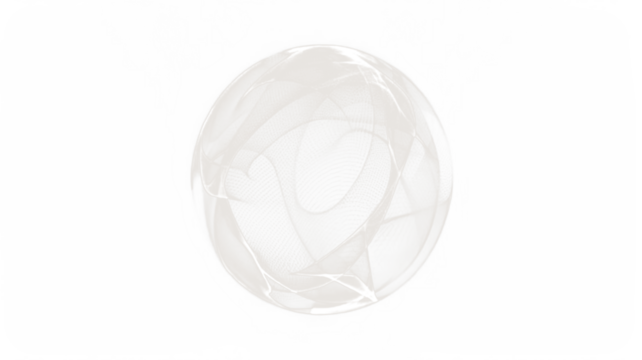 Abstract white circular png overlay featuring delicate mesh textures and flowing lines, creating a soft and ethereal visual effect for creative design projects