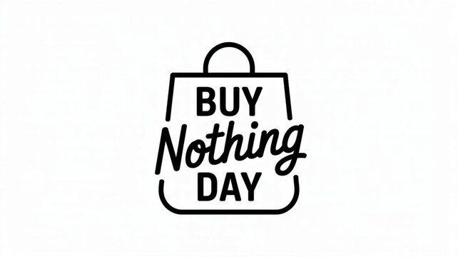 Buy nothing day logo with shopping bag graphic for conscious consumerism awareness