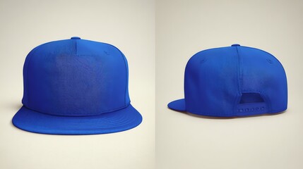 Blue Snapback Hat Mockup Front and Back View Perfect for Display