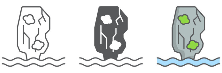 Khao phing kan icon, nature and landscape, mountain on the sea sign, vector graphics, a linear pattern on a white background. editable stroke