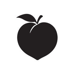  Peach fruit Silhouette vector 