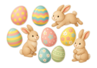 Easter window clings featuring eggs and bunnies, ideal for a child's room decor.