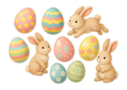 Easter window clings featuring eggs and bunnies, ideal for a child's room decor.